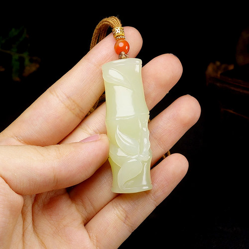 【天石玉器】和田玉节节高升竹节挂件吊坠23.389g