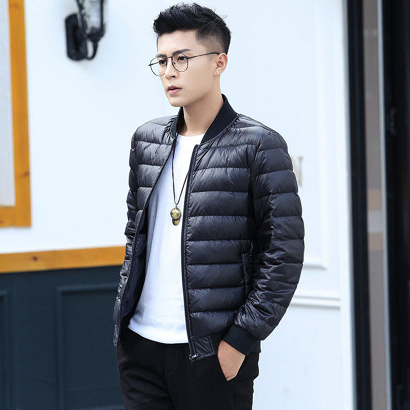 2024冬季新款轻薄短款羽绒服男士棒球领中青年大码加厚夹克外套潮