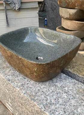 惠安石头洗手盆复古鹅卵石台上盆天然石材洗脸盆艺术盆洗面盆天然