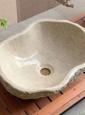 清草堂石头台上盆艺术大理石盆池卫生间阳台户外庭艺术盆奢石盆