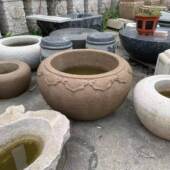 惠安石雕鱼缸花盆青石石缸庭院水缸石头养鱼池室内水景装 饰石槽摆