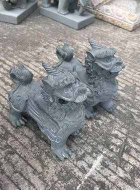 石雕貔貅一对天然青石狮子摆件园林景观庭院花园门口镇宅瑞兽貔貅