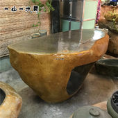 惠安广东肇庆砚石石头桌子户外亭子石材桌面台面石雕一体落地式 风