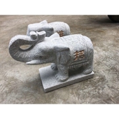 惠安30cm石雕大象石头小象吸财看门石象公母一对酒店别墅摆件惠安