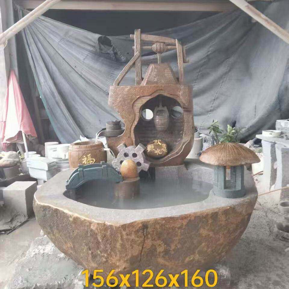 天然石材流水景观摆件户外花园石雕景观假山园林景观摆件造景装饰