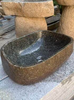 惠安石头洗手盆复古鹅卵石台上盆天然石材洗脸盆艺术盆洗面盆天然