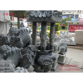 惠安60cm青石带盖浮雕龙香炉石雕鼎寺庙祠堂香炉烧香鼎惠安石雕大