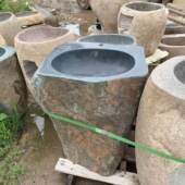 惠安天然青石整石一体洗手盆鹅卵石户外庭院花园别墅装 饰摆件洗手