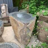 惠安天然鹅卵石洗手池石头拖把池艺术拖把桶庭院洗手盆户外复古洗