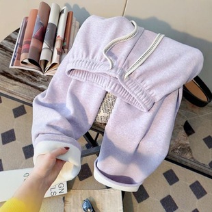 阔腿裤 飞小源大码 粉色羊羔绒加厚保暖宽松休闲裤 300斤韩版 胖mm2