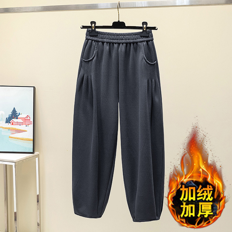 大码胖mm240女士卫裤春秋小个子哈伦裤洋气高腰显瘦百搭休闲裤子