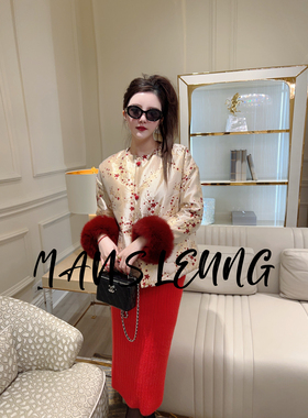 MAVIS LEUNG 新年战袍 “梅”你不行提花毛毛袖口宽松中式外套