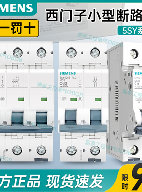西门子空气开关家用小型断路器63A总闸5SY6 1P2P3P4P C D型32A10A