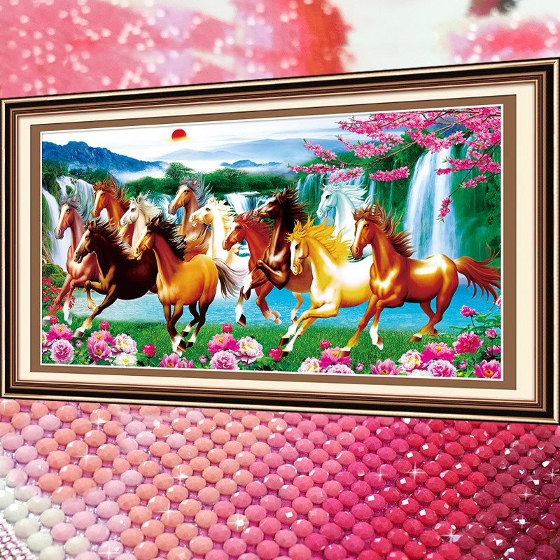 八骏图2026年新款5D水晶钻石画满钻点钻十字绣高级感客厅砖石秀,居家布艺,钻石绣,淘宝优惠券,粉丝福利购,淘宝优惠卷