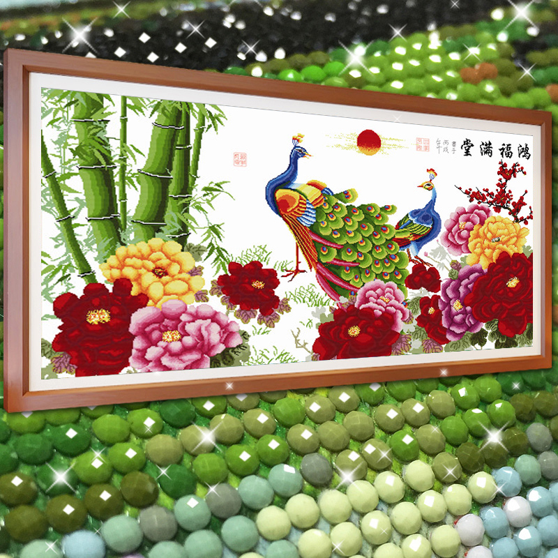 孔雀牡丹花2025新款5D水晶钻石画满钻贴钻十字绣客厅高级感砖石秀