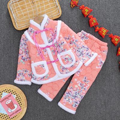 东北大花布套装女童冬季棉服