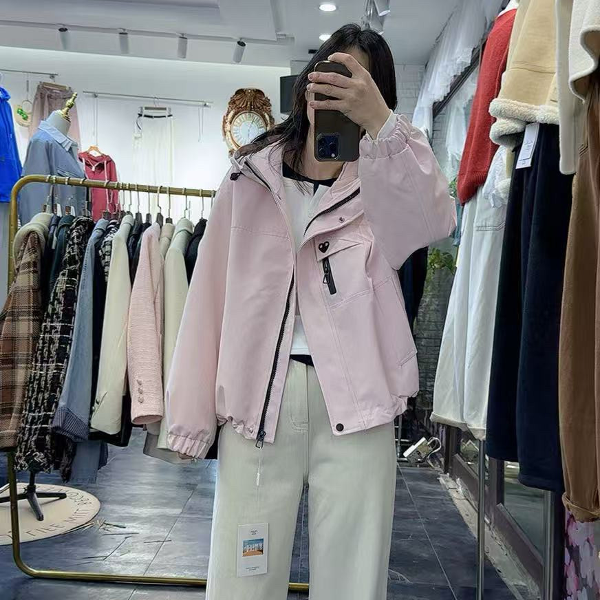 2026春款连帽韩范宽松休闲减龄校园风冲锋衣外套上衣女夹克通勤潮