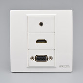 直插HDMI高清线VGA面板3.5音频耳机孔插座86型暗装 多媒体墙壁面板