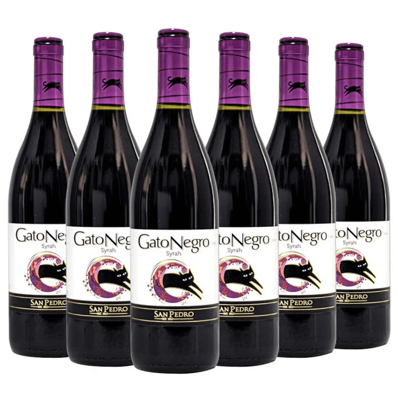 黑猫西拉干红智利原瓶进口葡萄酒