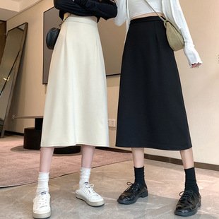 2023秋季 大码 胖mm高腰半身裙中长款 遮胯显瘦A字裙黑色包臀裙 新款
