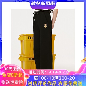 TeenieWeenie小熊2023秋冬宽松直筒松紧腰运动卫裤女TTTM237701N