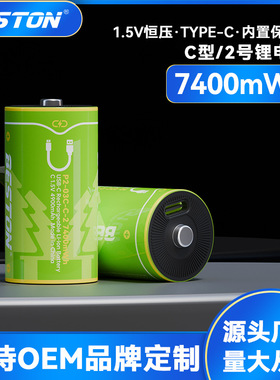 beston佰仕通 1.5V高容量7400mWh热水器摇椅手电筒2号USB充电电池