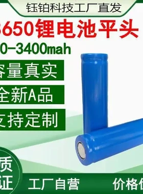 18650锂电池平头3.7V动力电芯3000/2000/800mah大容量风扇小夜灯
