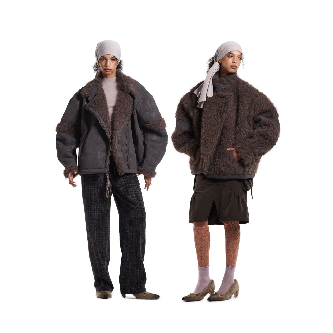 【卢昱晓同款】DONOTDISTURB原创设计正反两穿皮毛一体夹克风外套