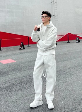 冬季运动卫衣套装美式简约