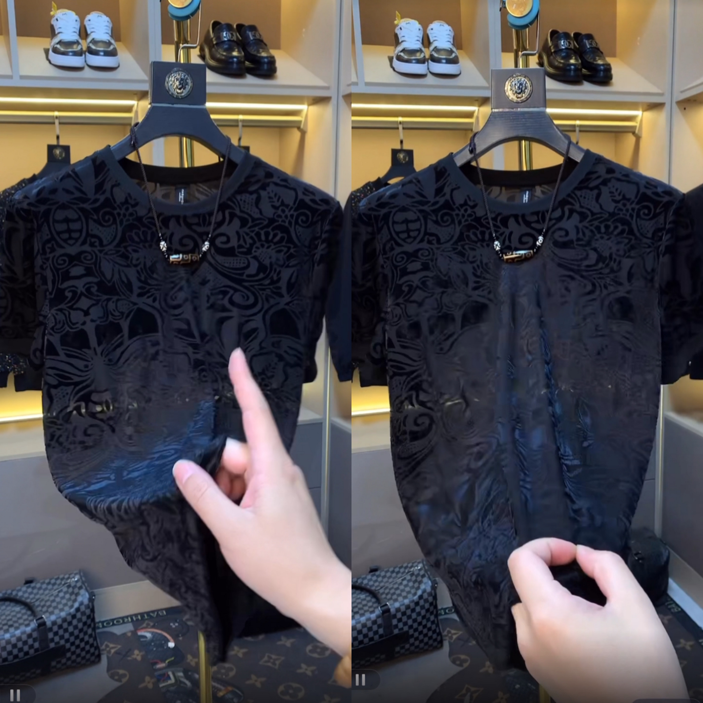 夏季新款男士半袖潮流圆领轻奢镂空T恤上衣设计师高级感透气百搭