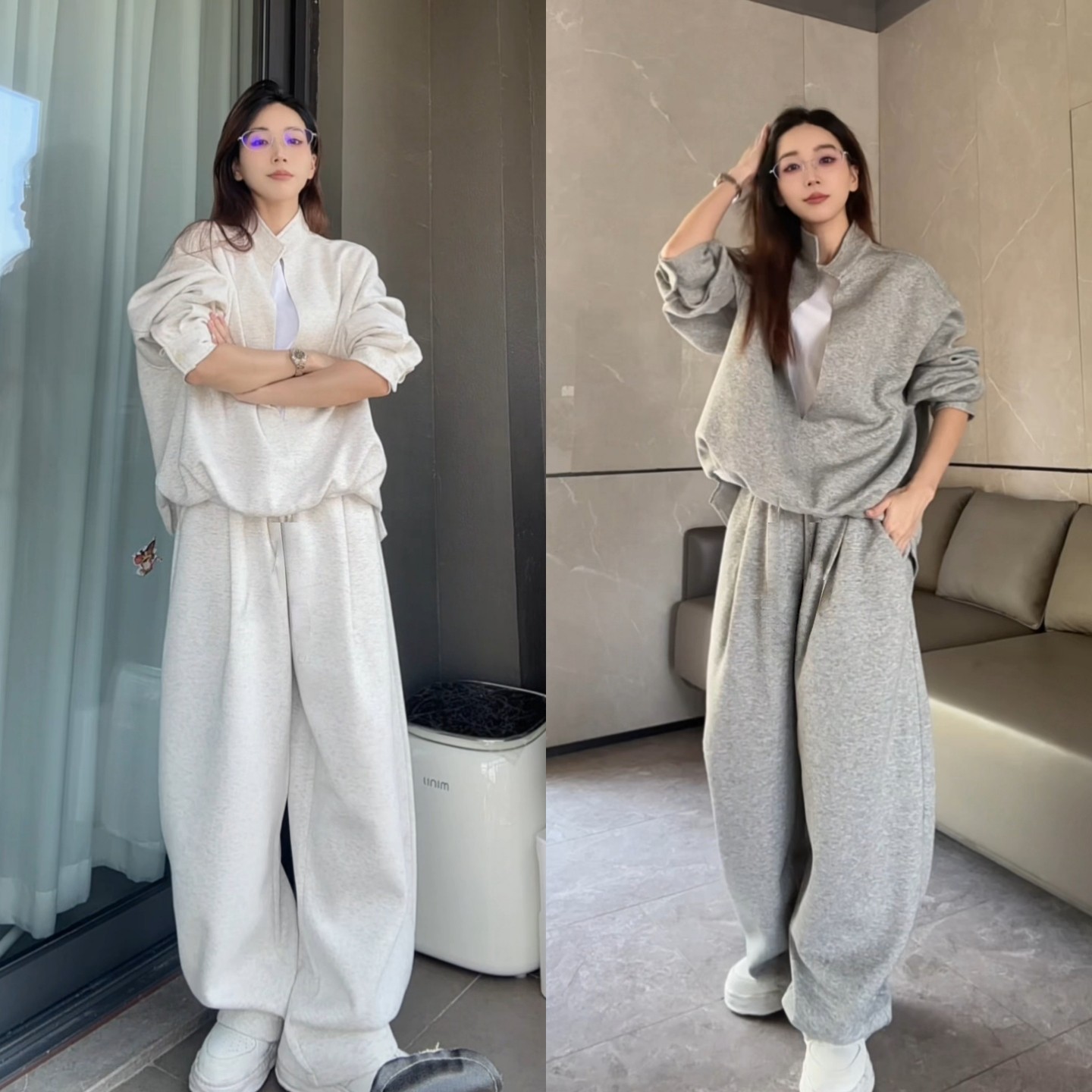 秋季新款休闲时尚套装男假两件卫衣百搭舒适休闲卫裤情侣款小众潮