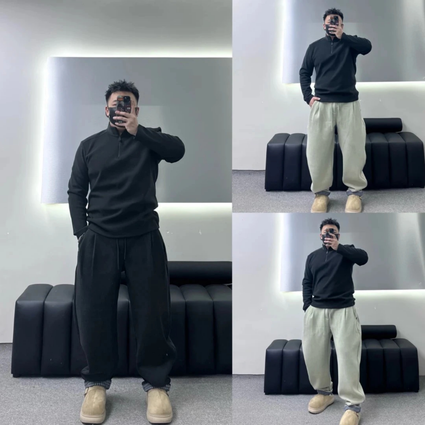 冬季轻奢加绒加厚保暖休闲裤男直筒裤百搭高级感慵懒风设计感卫裤