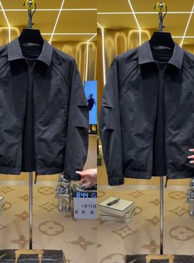 春季新款轻奢百搭休闲翻领黑武士夹克高级感男士工装长袖上衣外套