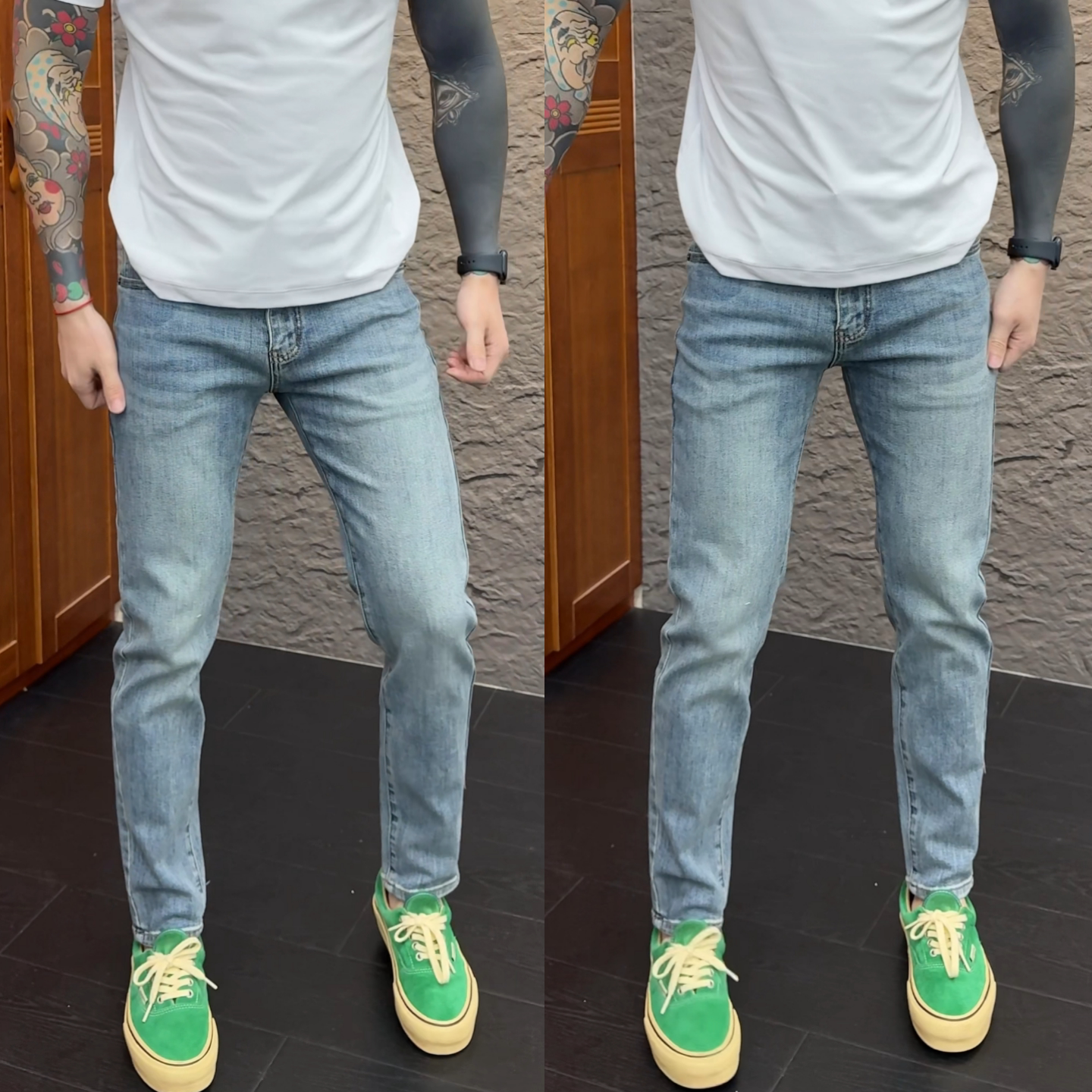 时尚都市个性百搭舒适潮流复古水洗蓝色直筒牛仔裤男士春季百搭款