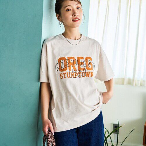 FS外贸出口日本原单尾货 宽松版胶印+刺绣字母纯棉圆领短袖T恤