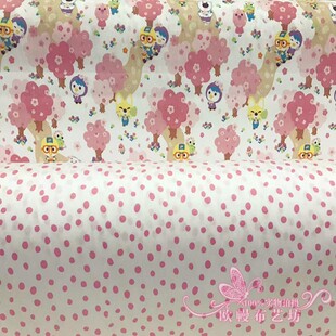 纯棉斜纹布料全棉卡通女宝宝床品睡衣手工棉服连衣裙面料快乐小鸡