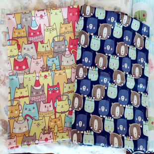 宝宝卡通全棉斜纹手工棉布 窗帘床品面料手工彩色熊头无荧光 服装