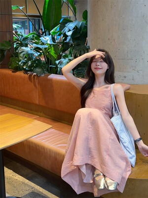 实拍实价~法式茶歇无袖花苞型肌理感分割收腰连衣裙