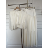 kubiliv心动缪斯设计感压褶斗篷无袖 上衣高腰百褶伞裙两件套