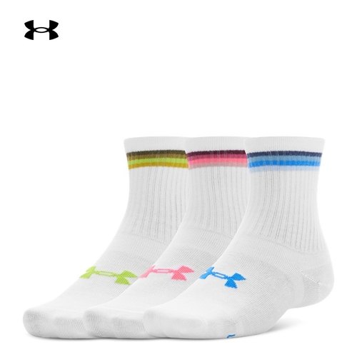 安德玛官方UA Essential女子运动休闲中筒袜-3双装1382942