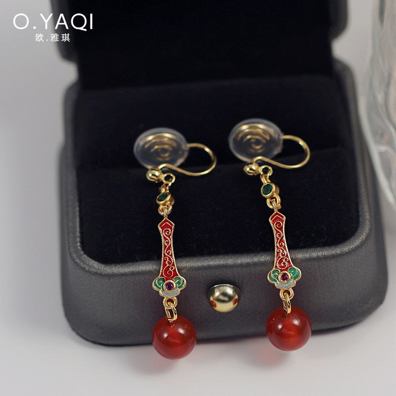 无耳洞中式国风如意玛瑙蚊香盘耳夹复古气质耳钩耳环女耳饰个性,饰品/流行首饰/时尚饰品新,耳夹,淘宝优惠券,粉丝福利购,淘宝优惠卷