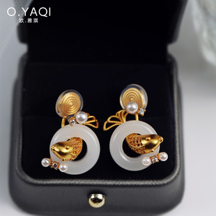 无耳洞新中式鱼跃龙门蚊香盘耳夹复古气质耳钉女耳饰轻奢高级感