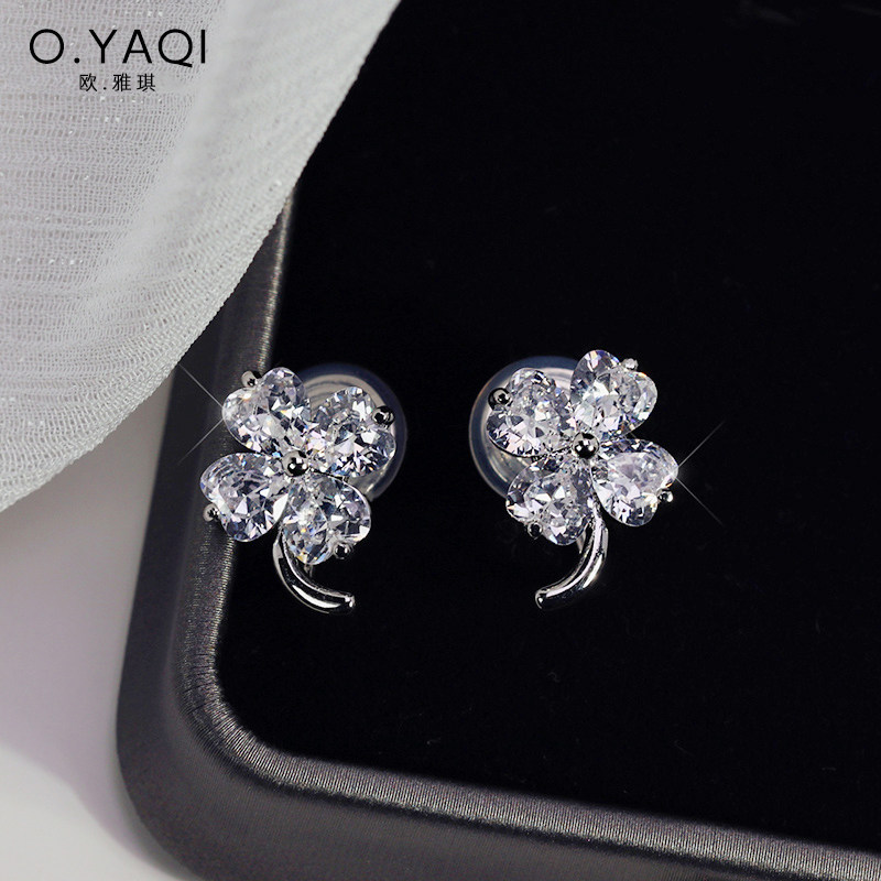 时尚闪锆四叶草无耳洞女一体蚊香盘耳夹甜美耳钉气质复古耳饰,饰品/流行首饰/时尚饰品新,耳夹,淘宝优惠券,粉丝福利购,淘宝优惠卷