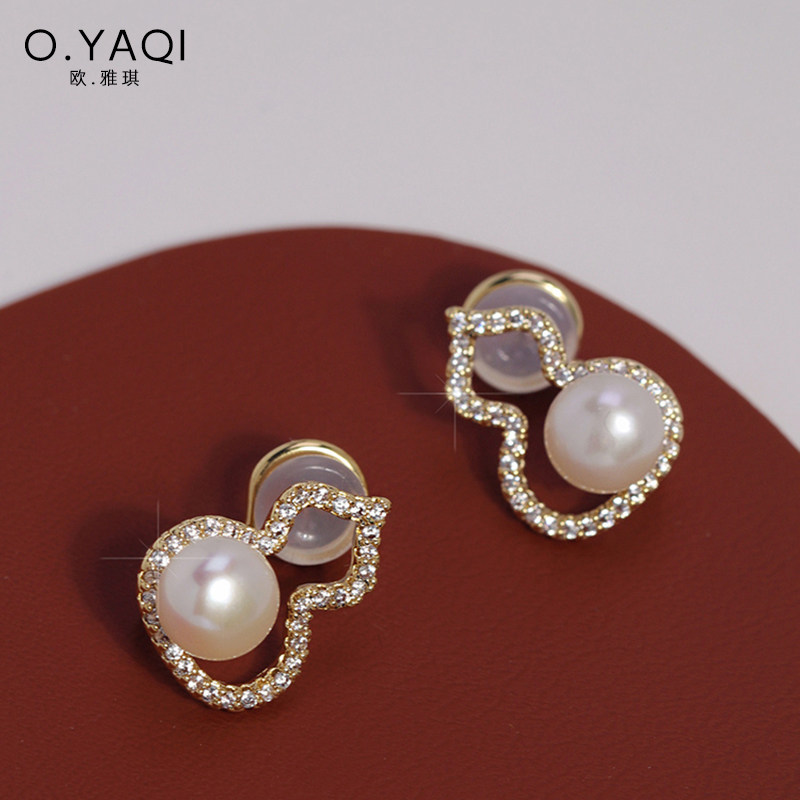 高级感珍珠葫芦无耳洞硅胶垫耳夹