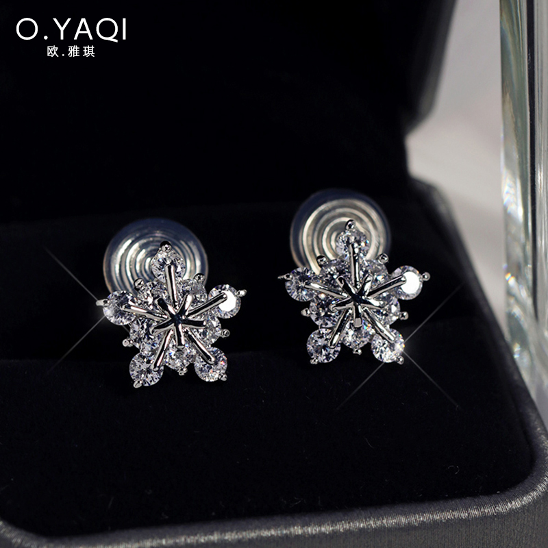 闪钻雪花气质优雅日韩风软垫耳夹