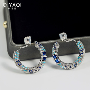 无耳洞复古个性蓝锆圆圈不痛牢固硅胶垫耳夹民族风显脸瘦女耳饰