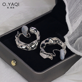 无耳洞蚊香盘耳夹高级感圆形耳环耳钉金属个性 气质女耳饰小众设计