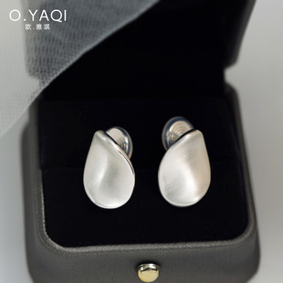 无耳洞简约个性 气质耳钉女耳饰 银色拉丝扭曲水滴蚊香盘耳夹时尚