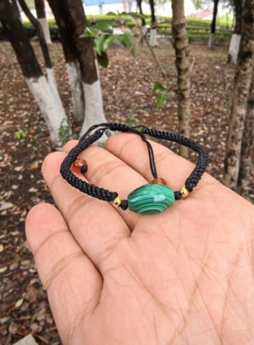 天然孔雀石手链女款本命年转运珠手串小众设计感高级闺蜜礼物