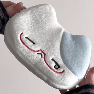 不想学习蓝白小猫毛绒笔袋收纳包化妆包高颜值超萌可爱ins少女风